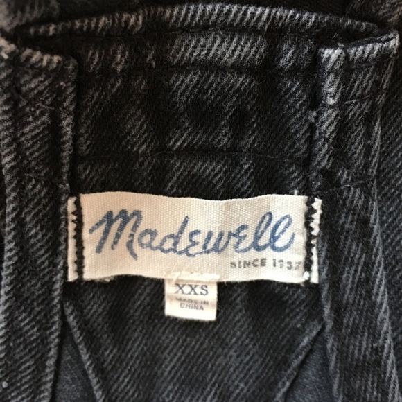 Madewell High Rise Washed Black Denim Adirondack Short Overalls - Picture 12 of 16